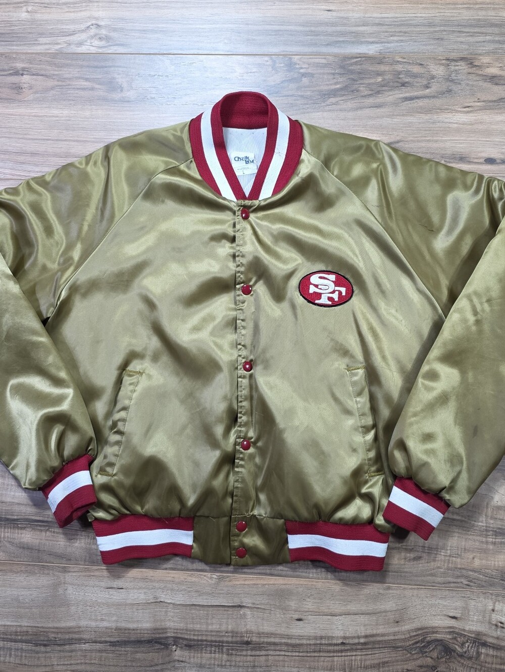 Vintage 90s Chalk Line San Francisco 49ers Satin Jacket Gold L